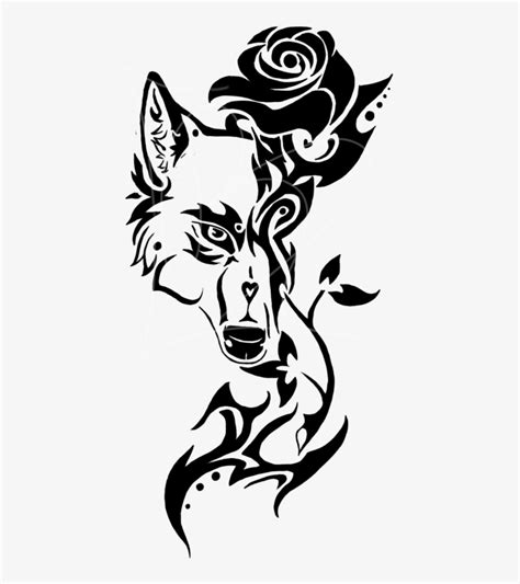 Rose Wolf Tribal Tattoo By Protectorshade-d773gzo - Rose Tribal Design PNG Image | Transparent ...