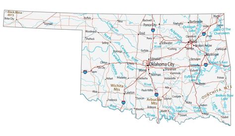 Oklahoma Lakes and Rivers Map - GIS Geography