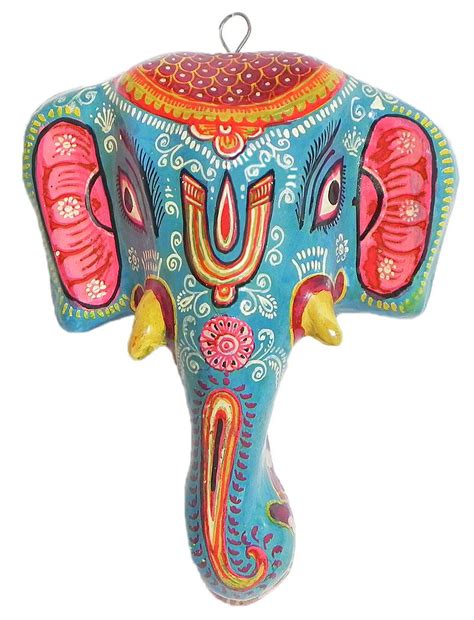 Papier Mache Elephant Mask - 5.5 x 4.5 x 3 inches