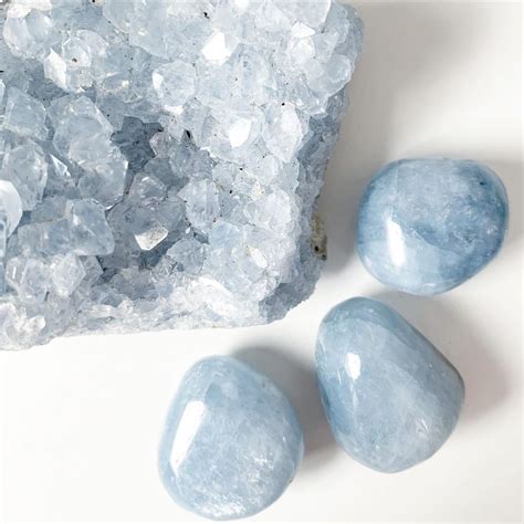 Crystalline Wellness on Instagram: “Celestine is beautiful raw or tumbled. It’s angelic, calming ...