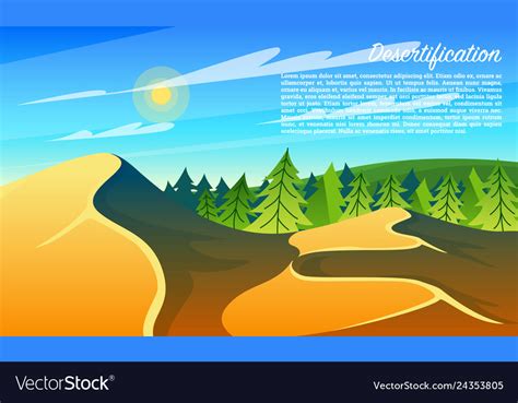 Desertification forests climate change Royalty Free Vector