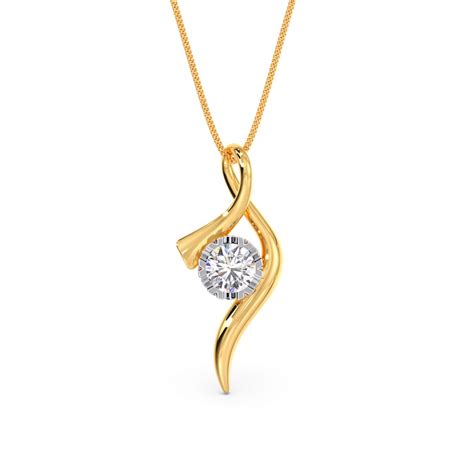 V Flowy Solitaire Diamond Pendant-Candere by Kalyan Jewellers