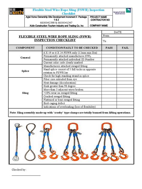 FC 4.1.5 - Flexible Steel Wire Rope Sling (FSWR) Inspection Checklist ...