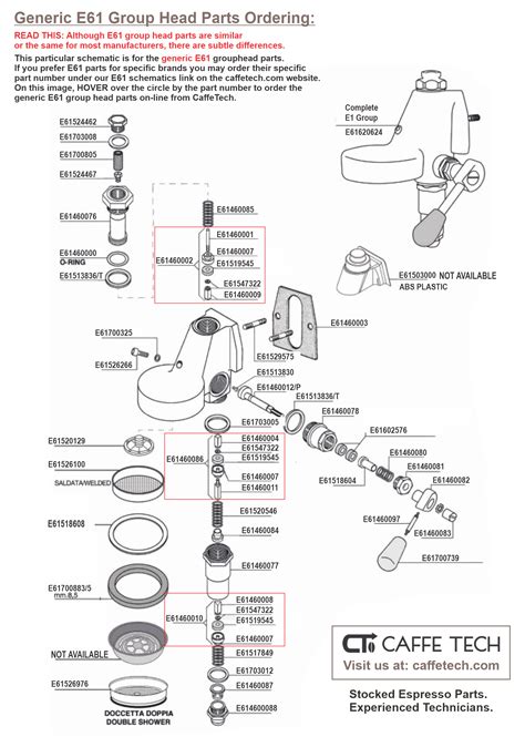 E61 Generic Group Head Parts Schematic (E61 Grouphead) – Caffe Tech Canada