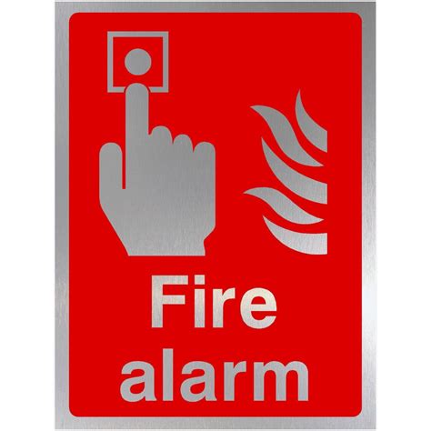 Fire Alarm Sign in Brushed Silver | Fire Safety Signs