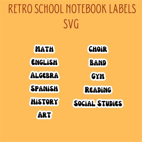 School Subject Labels SVG, School Digital Downloads SVG, Back to School Labels Svg, School ...