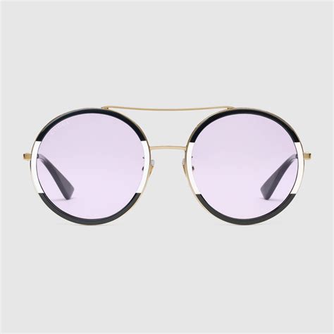 Gucci Round-frame Sunglasses in Metallic | Lyst