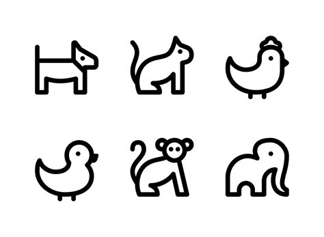 Simple Set of Animal Related Vector Line Icons 2163795 Vector Art at Vecteezy