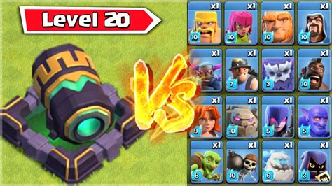 Level 20 Cannon vs All Troops - Clash of Clans - YouTube