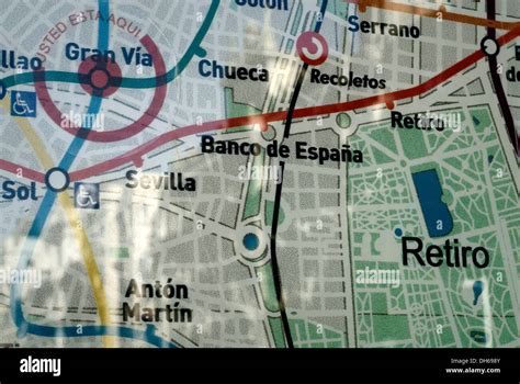 Part of the map of Madrid, Focus Gran Via, Madrid, Spain, Europe Stock ...