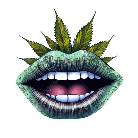 Mouth With A Cannabis Cigarette Isolated On Background Clip Art, Lips, Cigarette, Tongue PNG ...