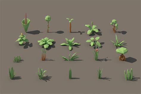 Tropical Plant 3D Low Poly Models - CraftPix.net