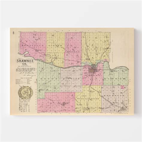 Vintage Map of Shawnee County Kansas, 1887 by Ted's Vintage Art