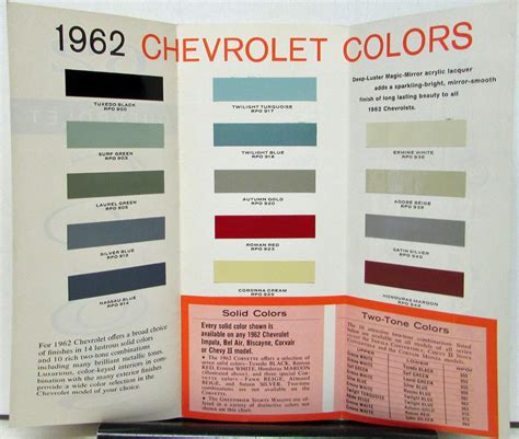 1962 Chevy Impala Color Chart - Infoupdate.org