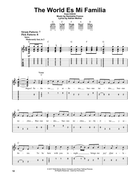 The World Es Mi Familia (from Coco) (Easy Guitar Tab) - Sheet Music