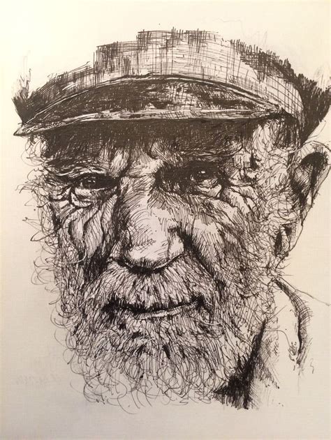 Ink Drawing. Portrait. "Old man II" https://www.behance.net/gallery/53562711/Old-Man-II-Ink ...