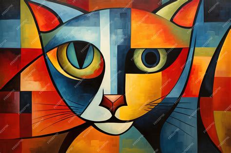 Premium Photo | Abstract cat painting in the style of pablo picasso Pet ...