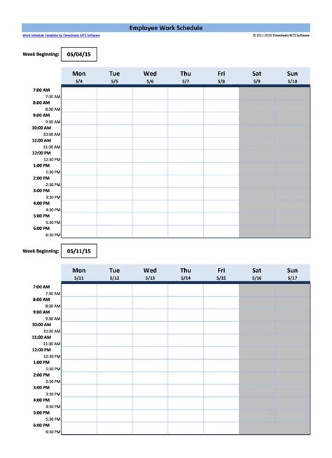 weekly work schedule template for multiple employees - monitoring ...