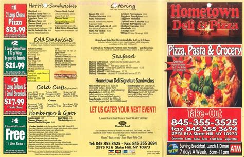 Menu at Hometown Deli, Slate Hill