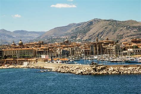 A View of the Port and City of Palermo from the Sea. Sicily Stock Photo - Image of architecture ...