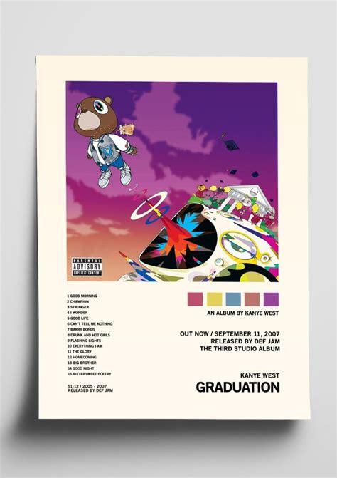 Kanye West 'Graduation' Album Art Tracklist Poster | Album covers ...