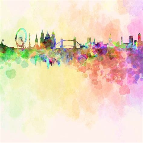 London skyline in watercolor background | Watercolor wall art, Watercolor canvas wall art ...