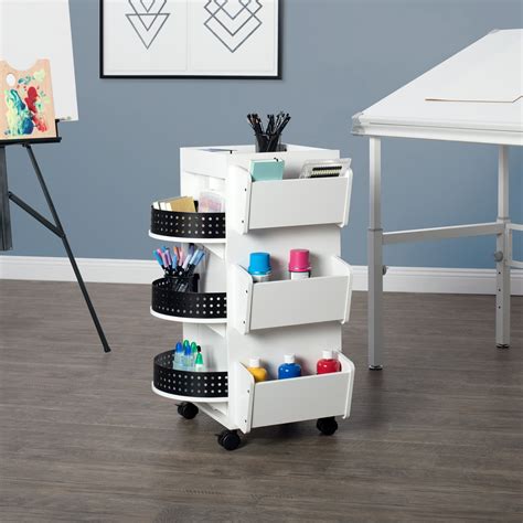 Studio Designs Wood Swivel Organizer Cart in White and Black - Walmart.com