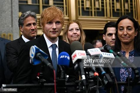 Ed Sheeran leaves Manhattan Federal Court and speaks to media after ...