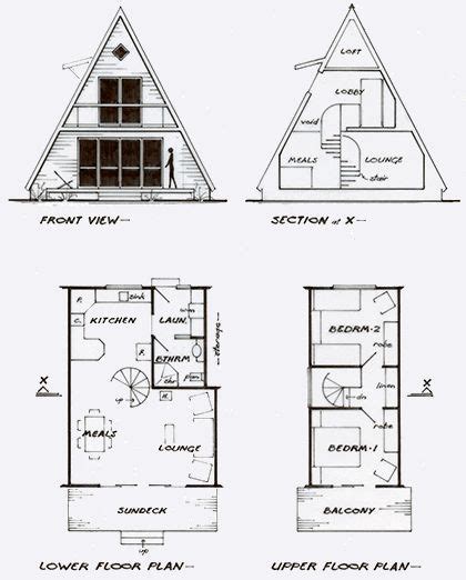 A-frame cottage plans for a guest house/ temp house | Casas em estilo chalé, Planta de chalé ...