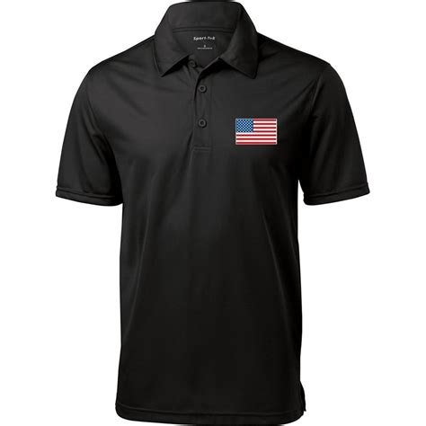 Buy Cool Shirts - Mens USA Patriotic American Flag (Pocket Print) Polo Shirt - 4XL Black ...