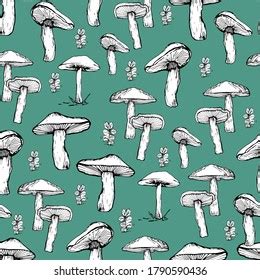 Mushroom Pattern Handmade Graphics Background Children Stock Vector (Royalty Free) 1791248069 ...