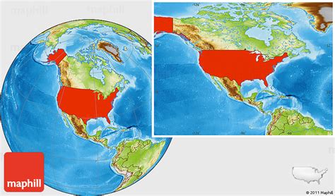 Physical Location Map of United States