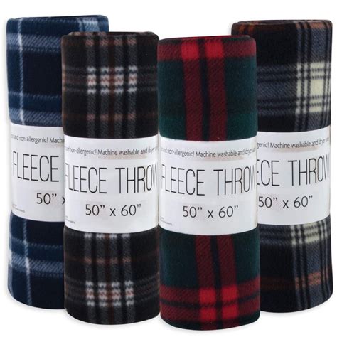 24 Wholesale Plaid Fleece Blankets 50" X 60" - Assorted Colors - at - wholesalesockdeals.com