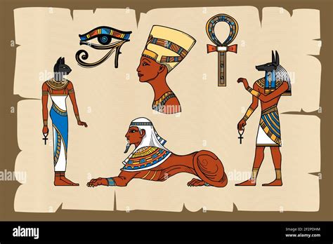 Symboles de l'Égypte antique sur le papyrus. Papyrus égyptien, histoire ...