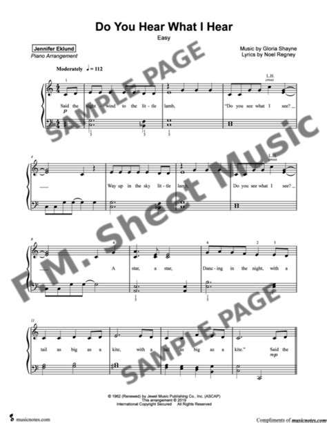 Do You Hear What I Hear (Easy Piano) By Bing Crosby - F.M. Sheet Music - Pop Arrangements by ...