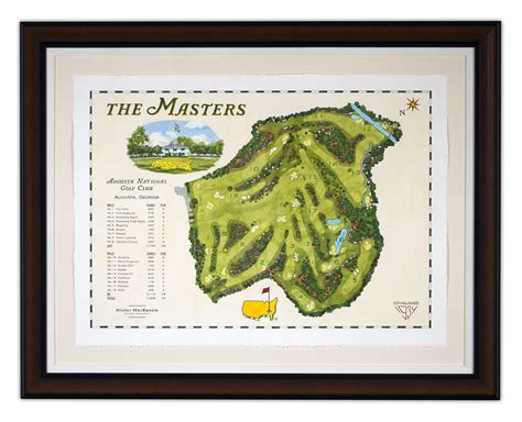 masters, course map, pen & ink drawing, lee wybranski, Augusta National ...