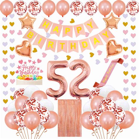 Buy Santonila 52nd Birthday Decorations Kit-Happy Birthday Decorations Banner Cake Topper, Happy ...