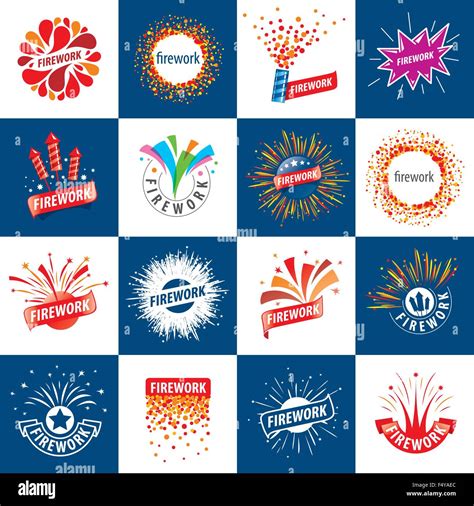 set of vector logos for fireworks Stock Vector Image & Art - Alamy