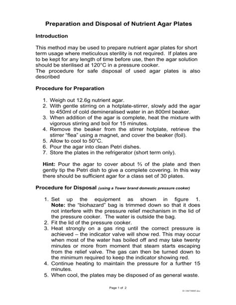 Preparation of Nutrient Agar Plates