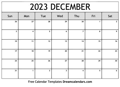 December 2023 Calendar - Free Printable with Holidays and Observances