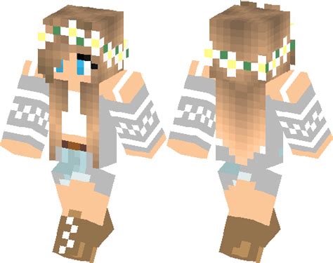 Flower crown girl in sweater | Minecraft Skin | Minecraft Hub