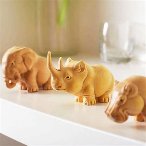 Aliexpress.com : Buy Creative Handmade Wood Carving Rhinoceros Elephant Hippo Wooden Animal Doll ...