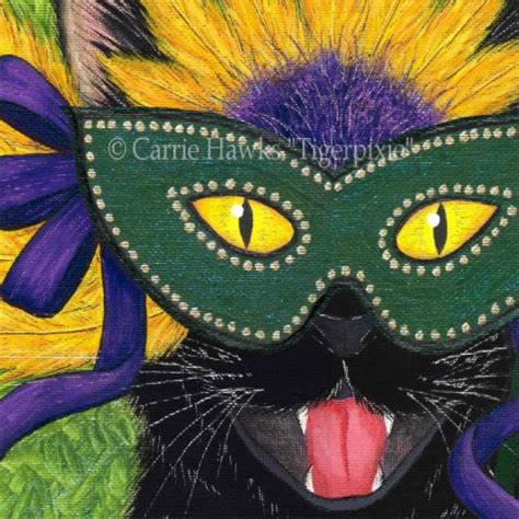 Wild Mardi Gras Cat, Black Cat New Orleans, LE Canvas Print, Tigerpixie ...