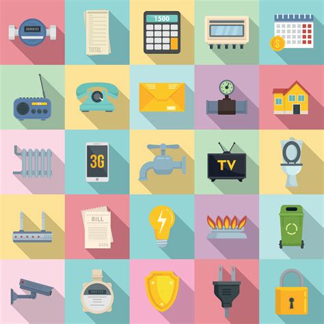 Utilities icons set, flat style 8842937 Vector Art at Vecteezy