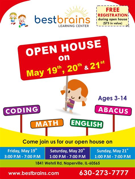 May 19 | Open House - Best Brains Learning Center, Naperville- Wehrli ...