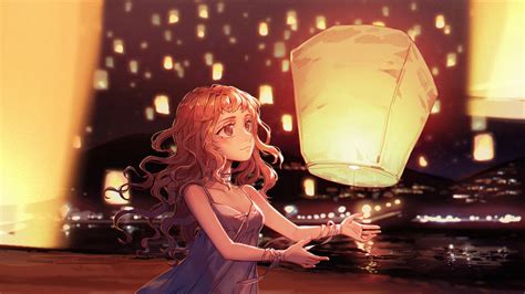 #4585770 lantern, sky lanterns, lights, original characters, anime girls, anime - Rare Gallery ...