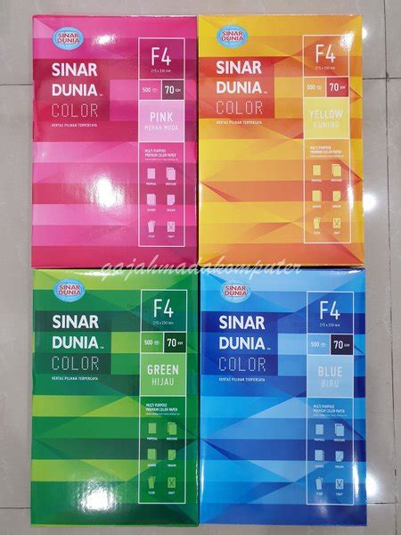 Jual Kertas HVS FOLIO WARNA F4 70 gr 70 gsm 70gram SIDU SINAR DUNIA COLOR COLOUR di Lapak Gajah ...