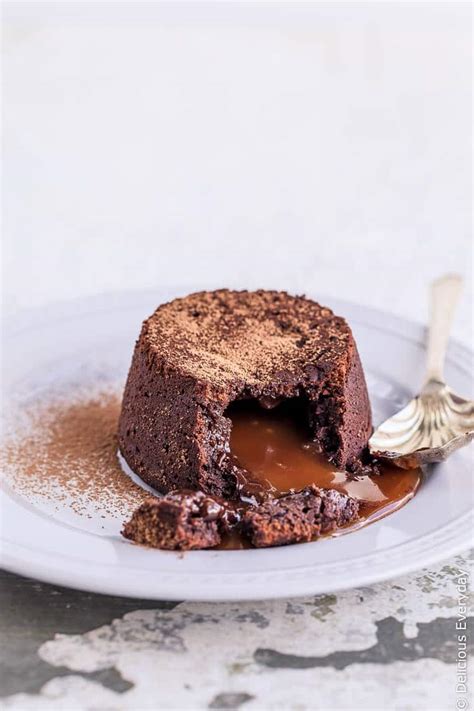 Chocolate Fondant Recipe with Salted Caramel Filling {gluten-free + dairy-free} | Delicious Everyday