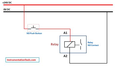 Relay Latching Circuit using Push Button Instrumentation Tools