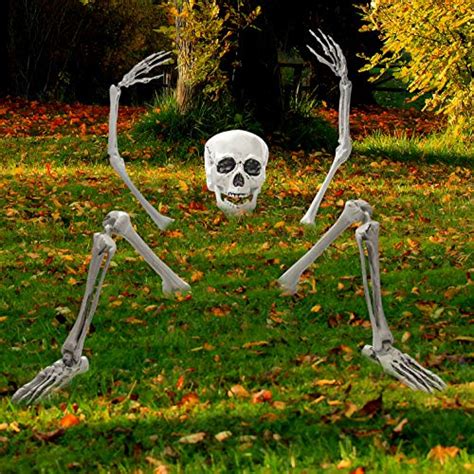 Halloween Life-Sized Groundbreaker Skeleton Outdoor Decorations for Yard with Stakes in Ground ...